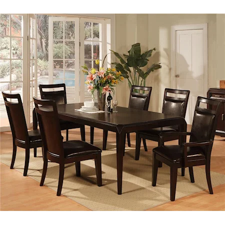 Leg Table and 6 Upholstered Chairs Dining Set